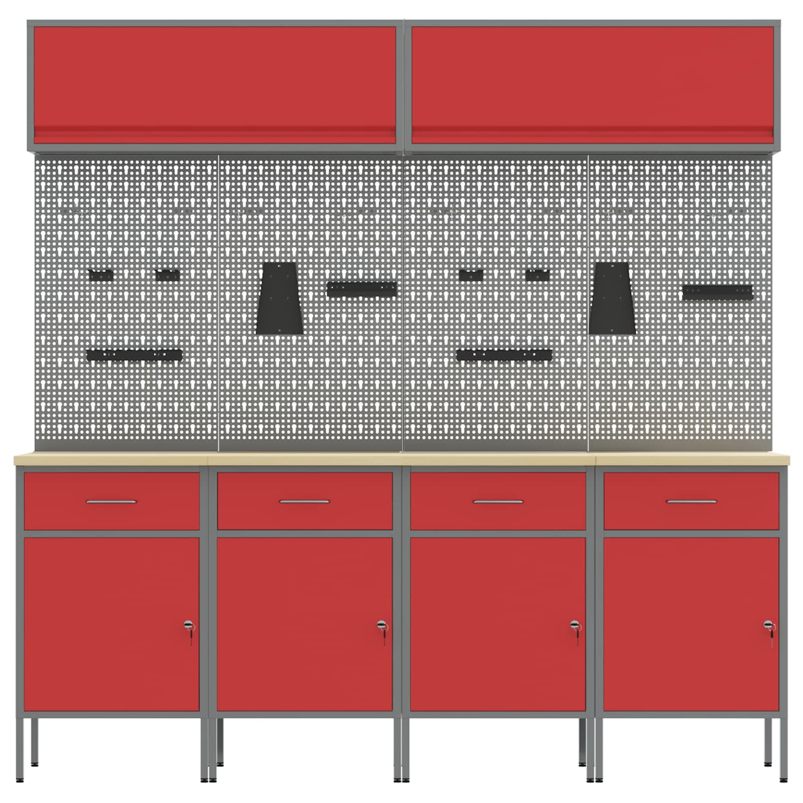Werkkast set met lade met opslag met slot 10 pcs Rood – afbeelding 8
