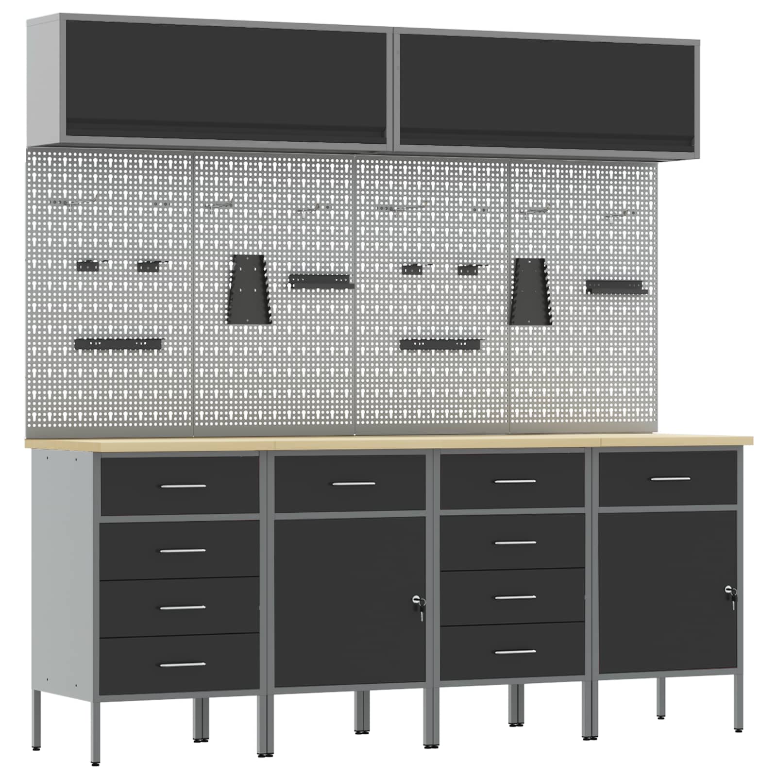 Werkkast set met lade met opslag met slot 10 pcs Zwart – afbeelding 2