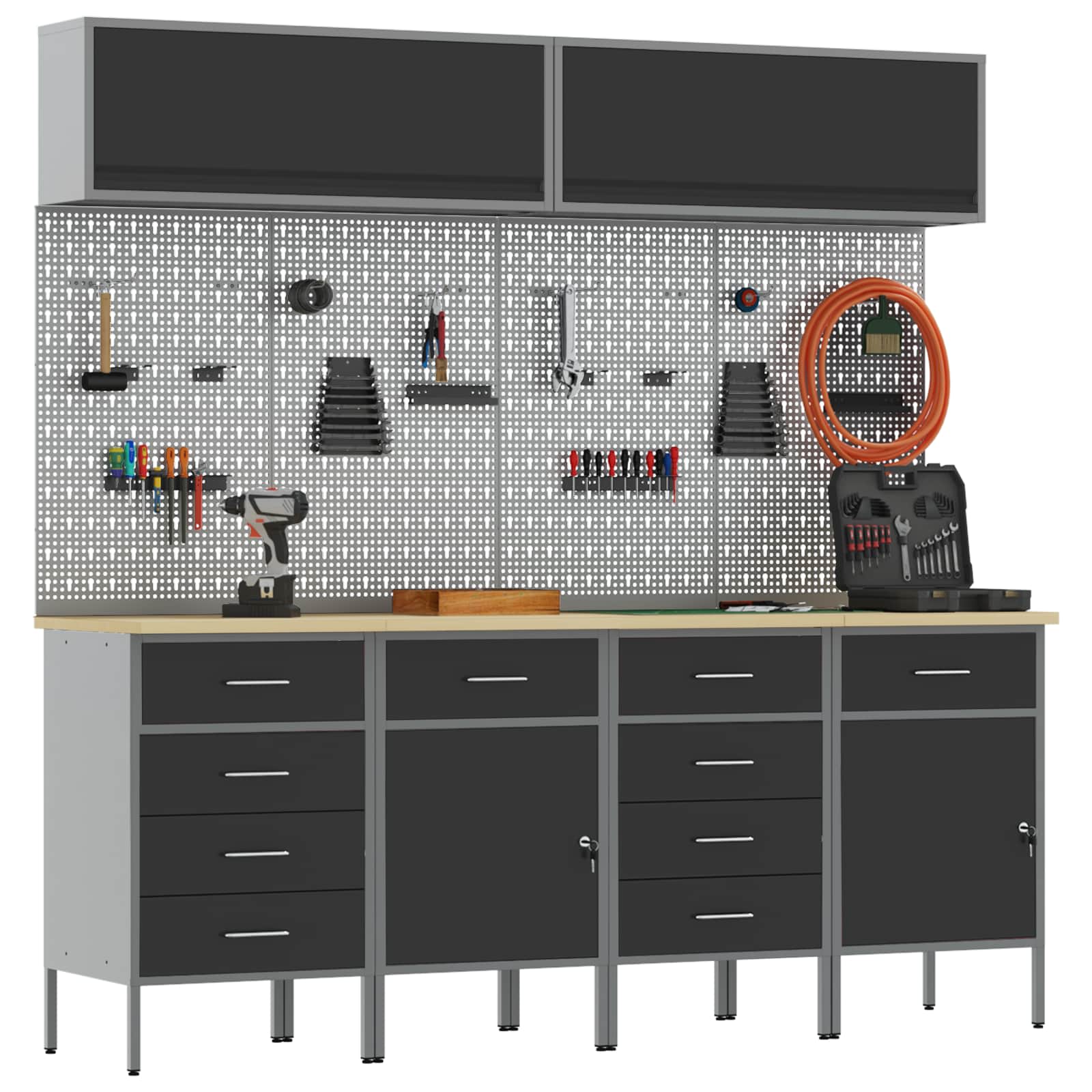 Werkkast set met lade met opslag met slot 10 pcs Zwart – afbeelding 3