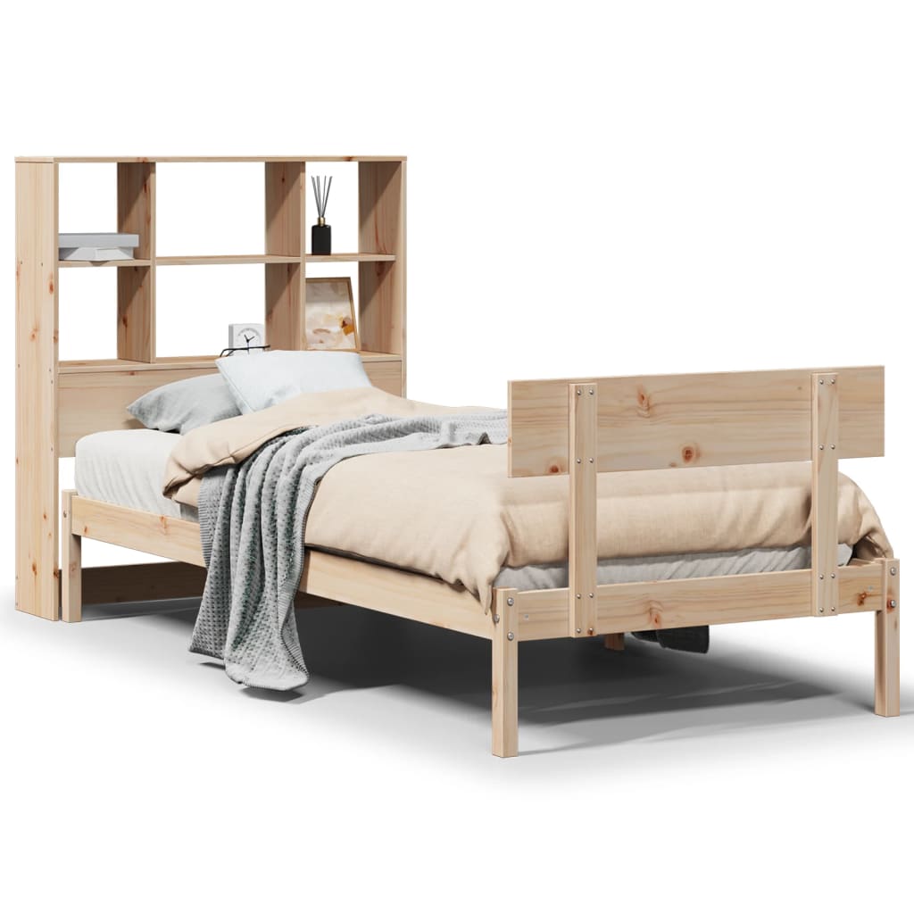 Bed met boekenkast zonder matras massief grenenhout 90x200 cm – afbeelding 2