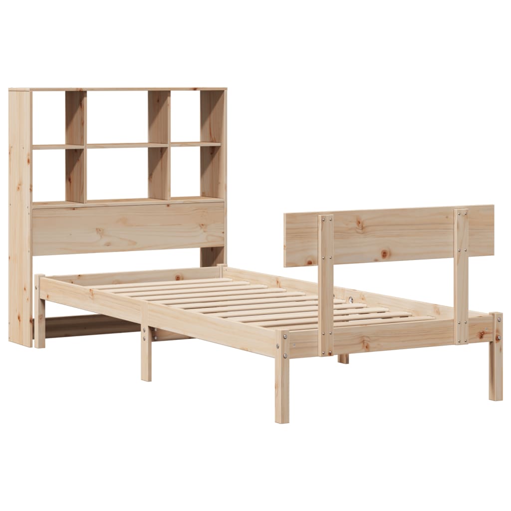 Bed met boekenkast zonder matras massief grenenhout 90x200 cm – afbeelding 3