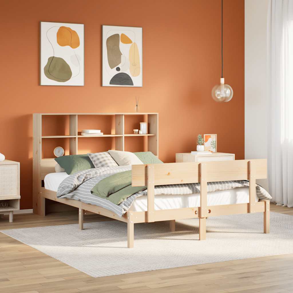 Bed met boekenkast zonder matras massief grenenhout 160x200 cm – afbeelding 1