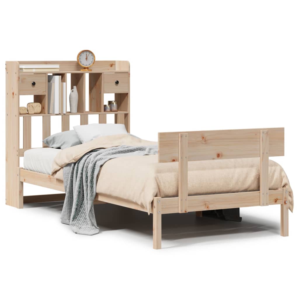 Bed met boekenkast zonder matras massief grenenhout 90x200 cm – afbeelding 2