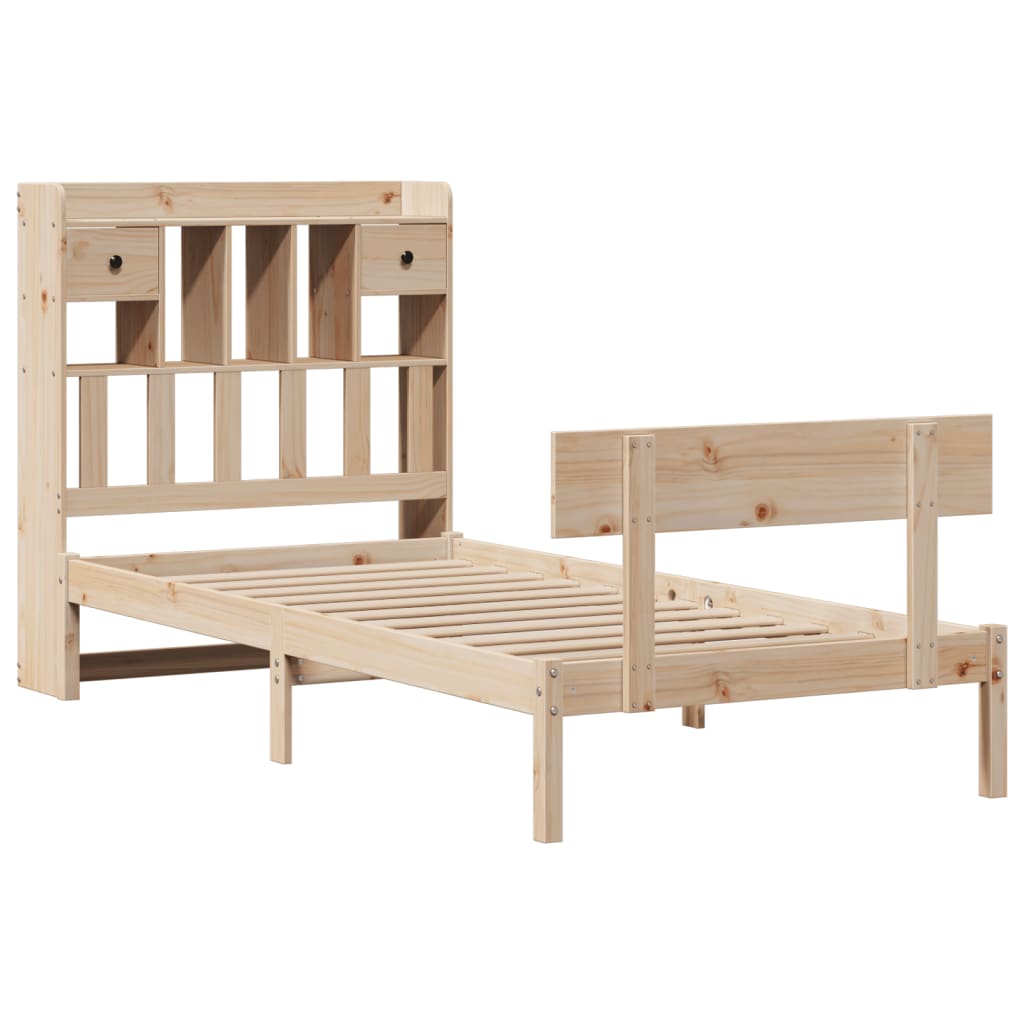 Bed met boekenkast zonder matras massief grenenhout 90x200 cm – afbeelding 3