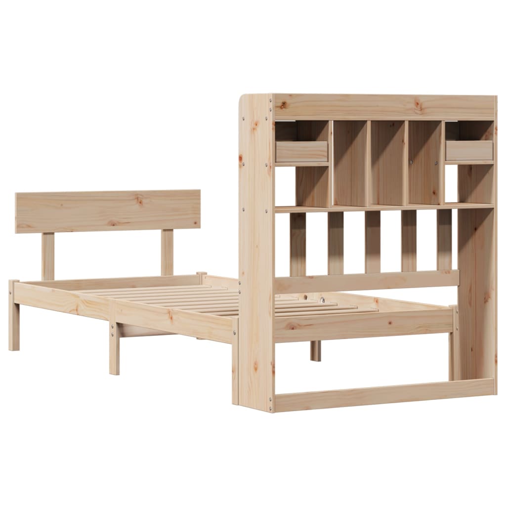 Bed met boekenkast zonder matras massief grenenhout 90x200 cm – afbeelding 8