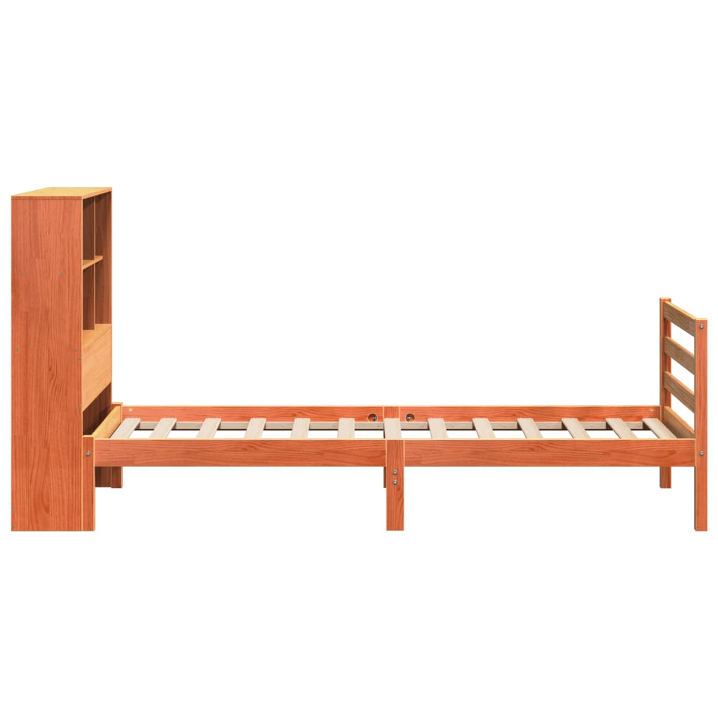 Bed met boekenkast zonder matras massief hout wasbruin 75x190cm – afbeelding 5