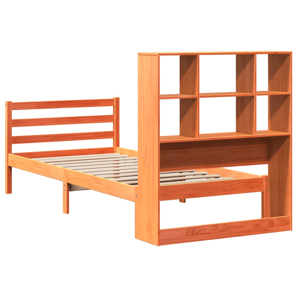Bed met boekenkast zonder matras massief hout wasbruin 75x190cm – afbeelding 6