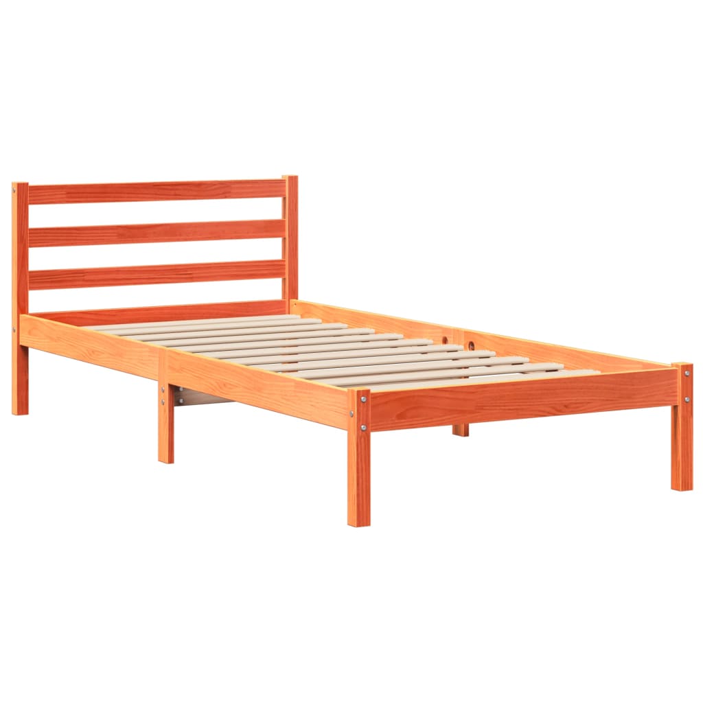 Bed met boekenkast zonder matras massief hout wasbruin 75x190cm – afbeelding 8