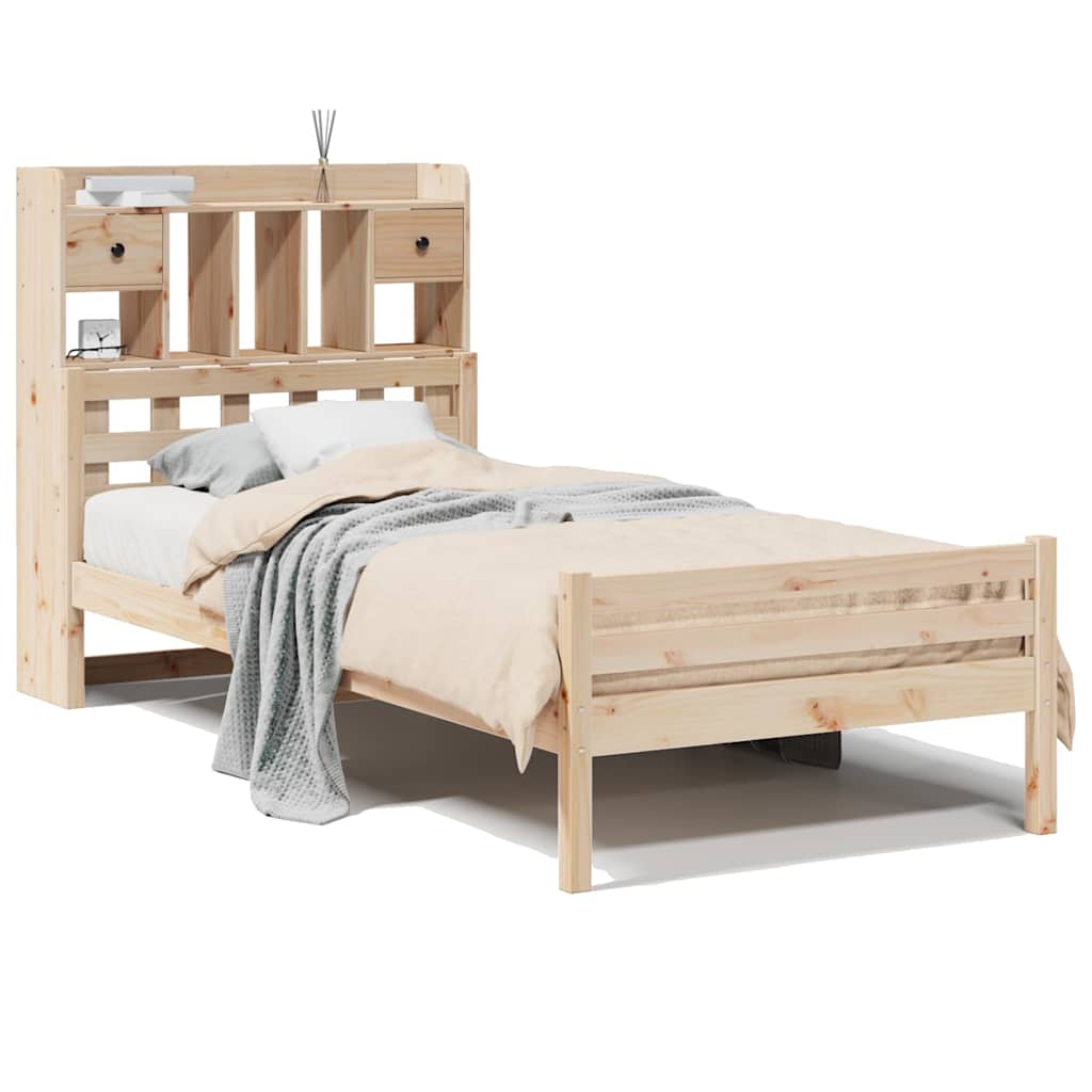 Bed met boekenkast zonder matras massief grenenhout 90x200 cm – afbeelding 2