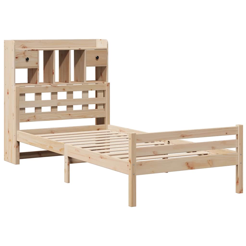 Bed met boekenkast zonder matras massief grenenhout 90x200 cm – afbeelding 3