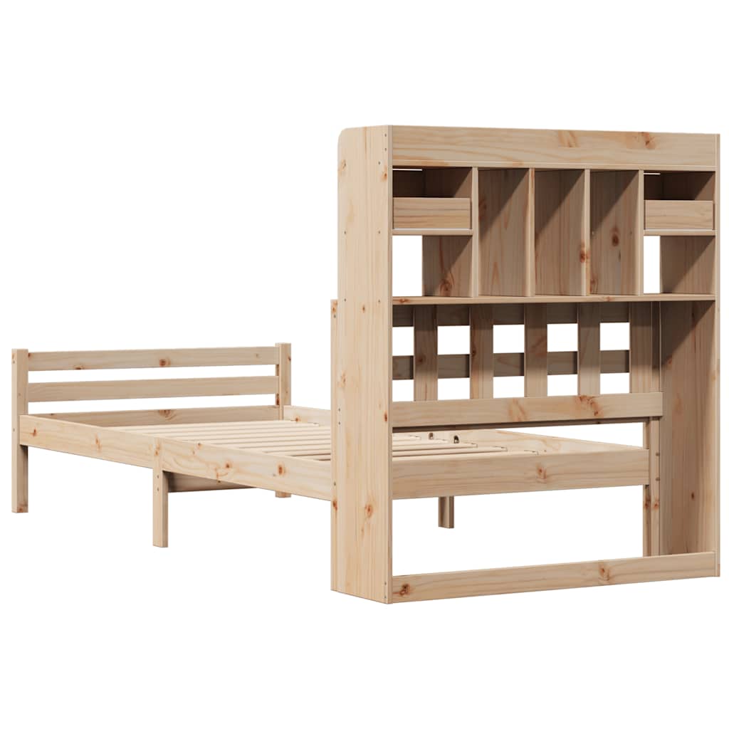 Bed met boekenkast zonder matras massief grenenhout 90x200 cm – afbeelding 6