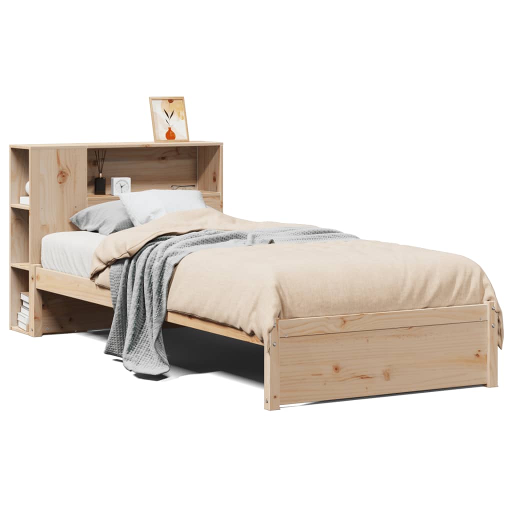 Bed met boekenkast zonder matras massief grenenhout 75x190 cm – afbeelding 2