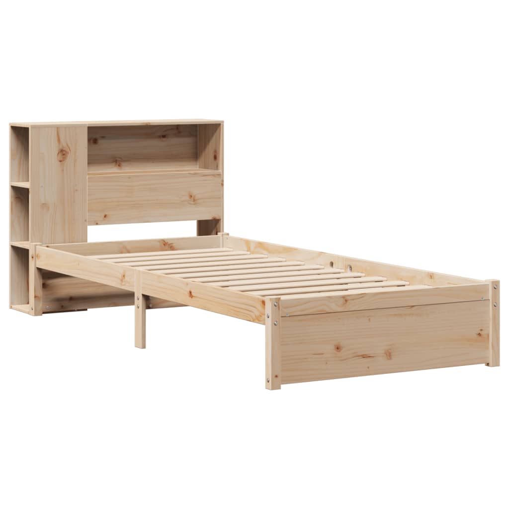Bed met boekenkast zonder matras massief grenenhout 75x190 cm – afbeelding 3
