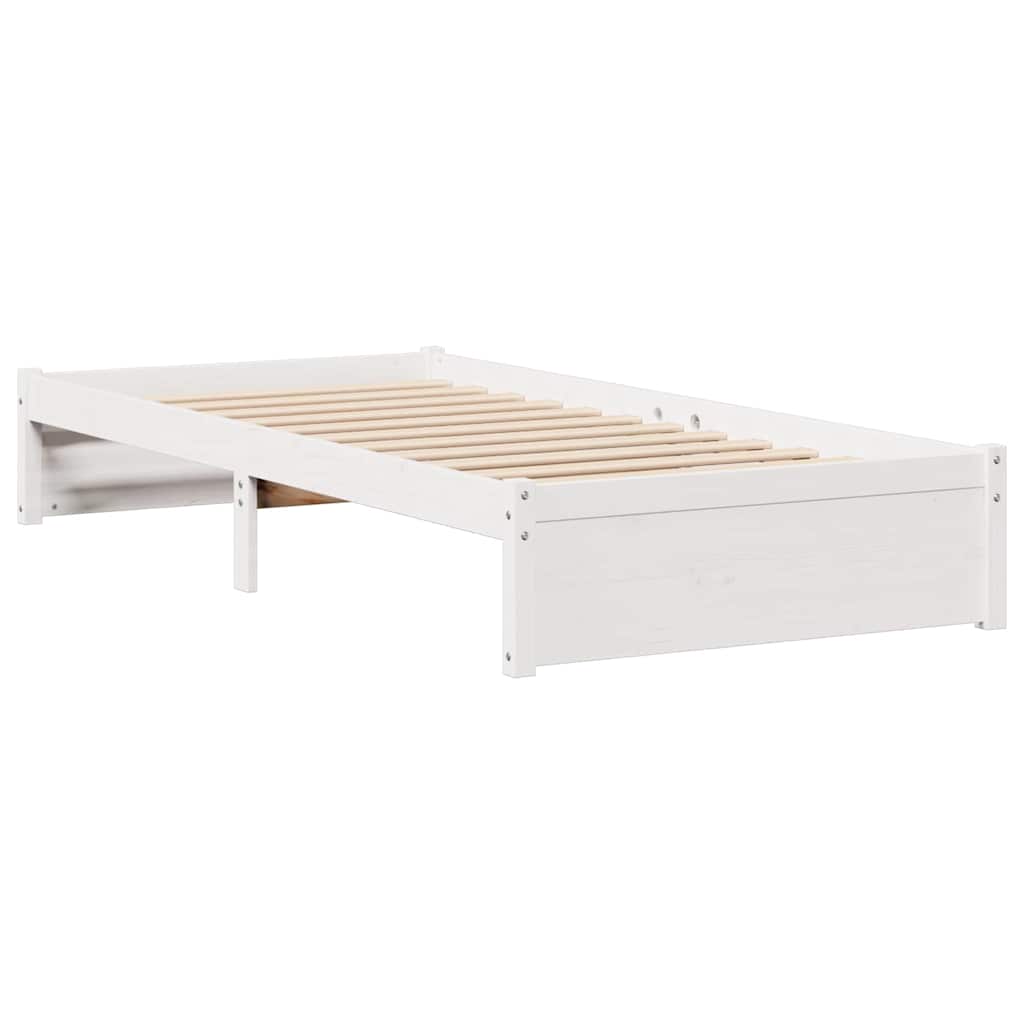 Bed met boekenkast zonder matras grenenhout wit 75x190 cm – afbeelding 6