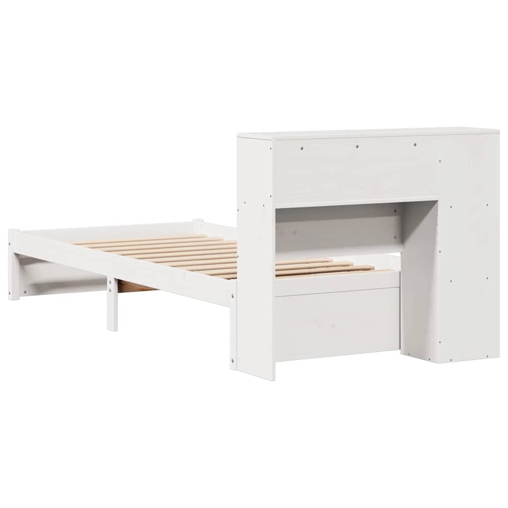 Bed met boekenkast zonder matras grenenhout wit 75x190 cm – afbeelding 7