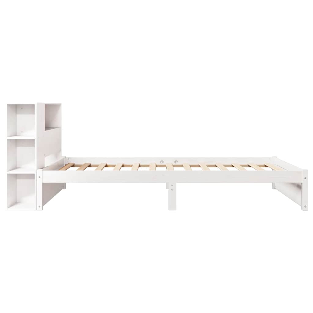 Bed met boekenkast zonder matras grenenhout wit 75x190 cm – afbeelding 8