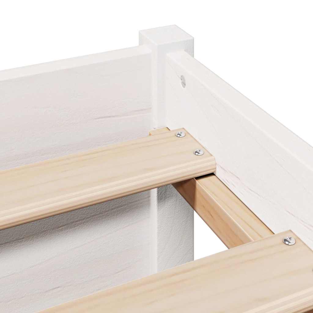 Bed met boekenkast zonder matras grenenhout wit 75x190 cm – afbeelding 9