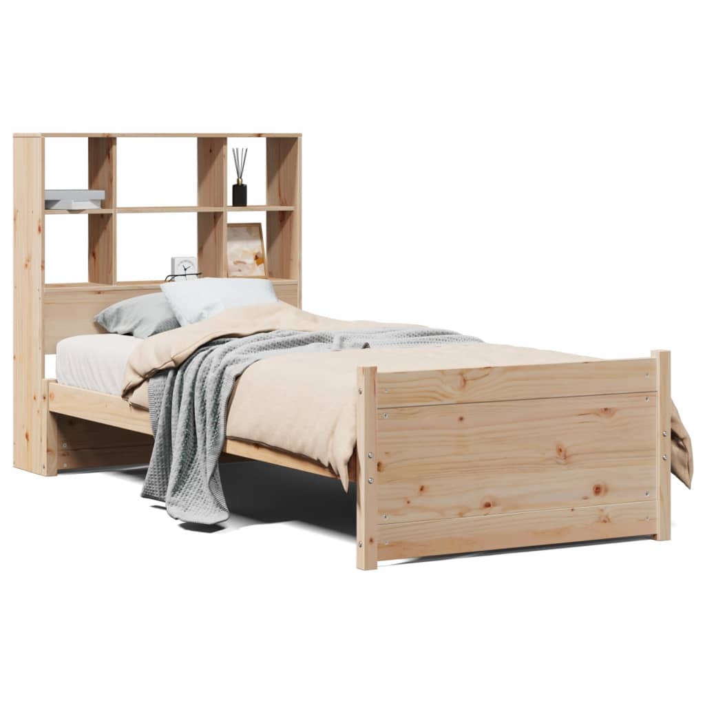 Bed met boekenkast zonder matras massief grenenhout 90x190 cm – afbeelding 2