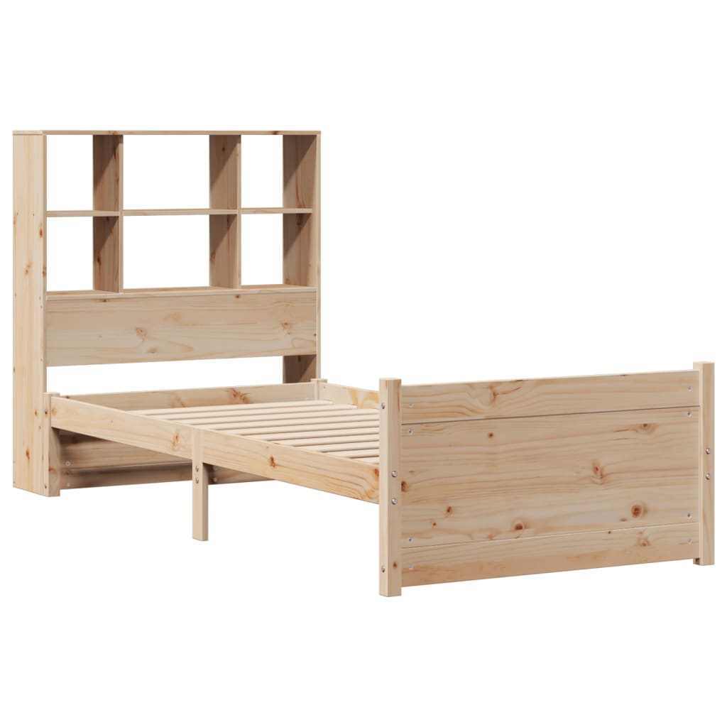 Bed met boekenkast zonder matras massief grenenhout 90x190 cm – afbeelding 3