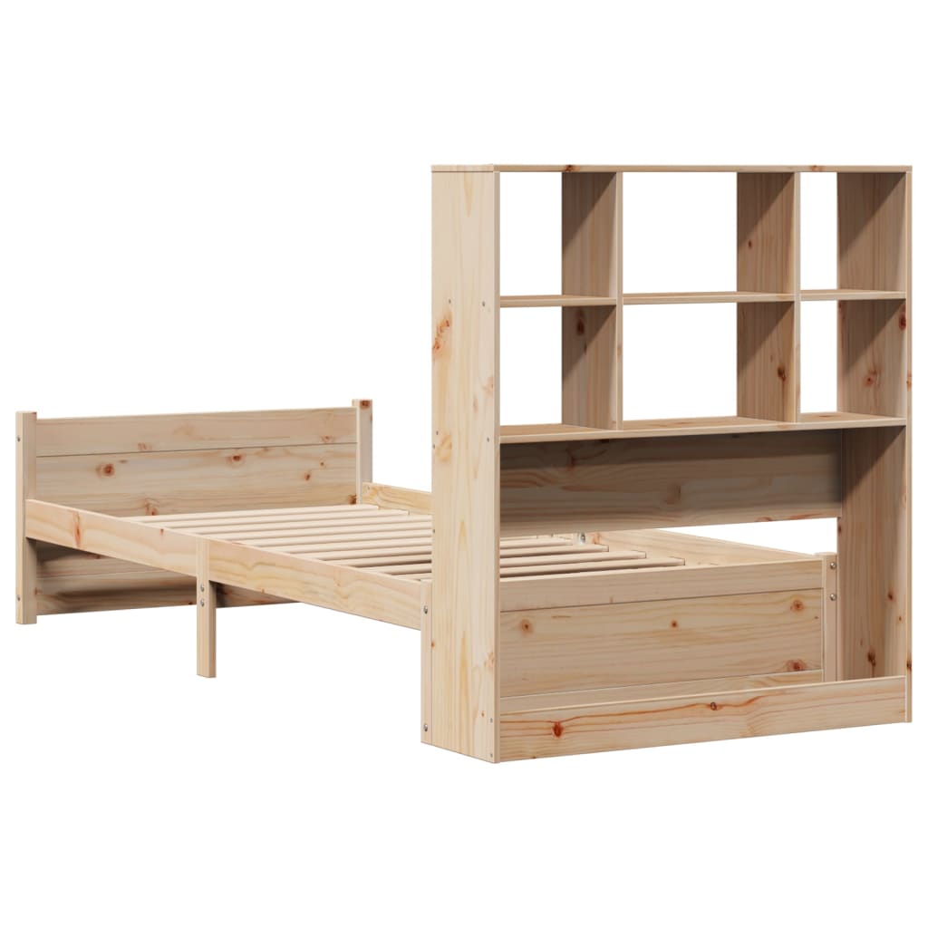 Bed met boekenkast zonder matras massief grenenhout 90x190 cm – afbeelding 6
