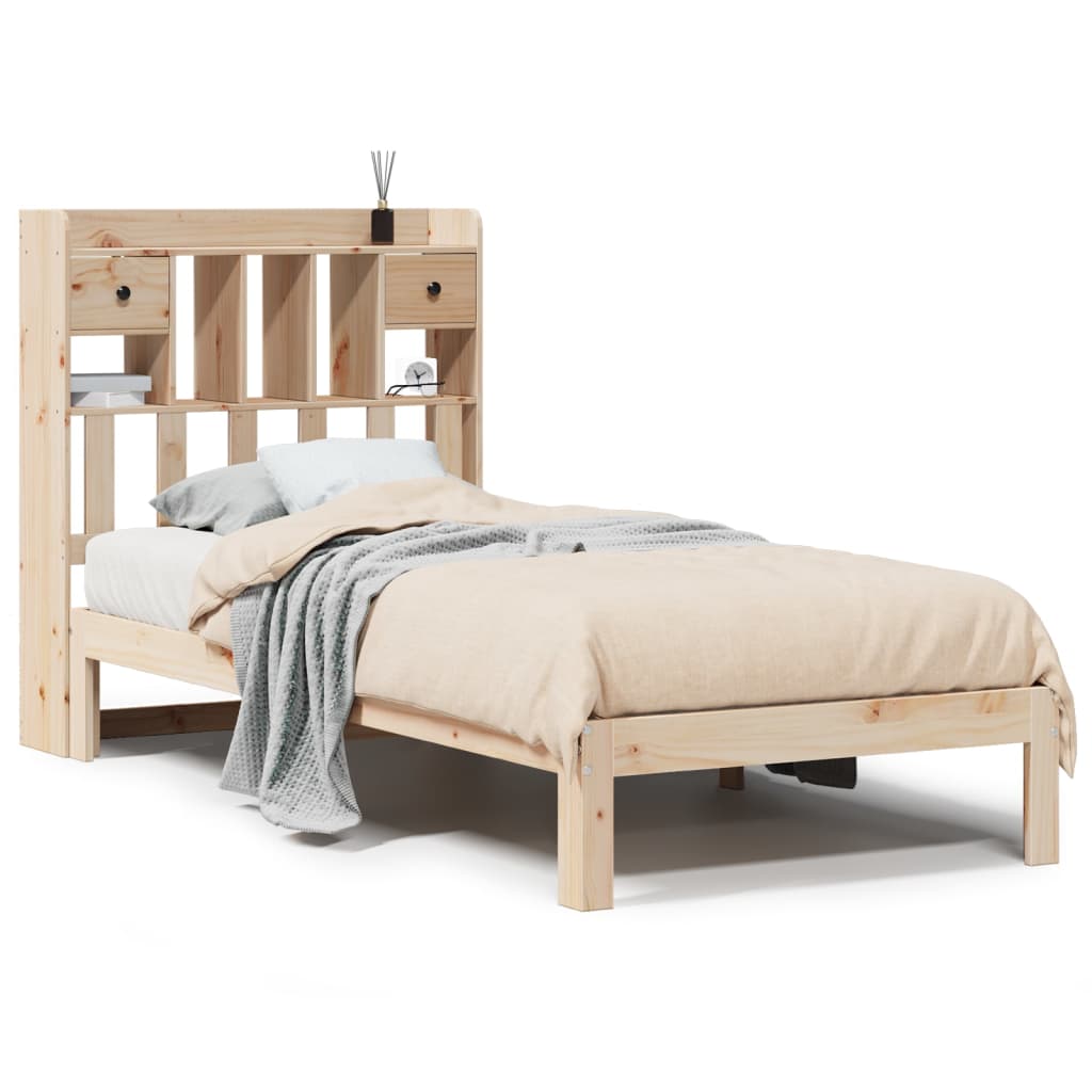 Bed met boekenkast zonder matras massief grenenhout 75x190 cm – afbeelding 2