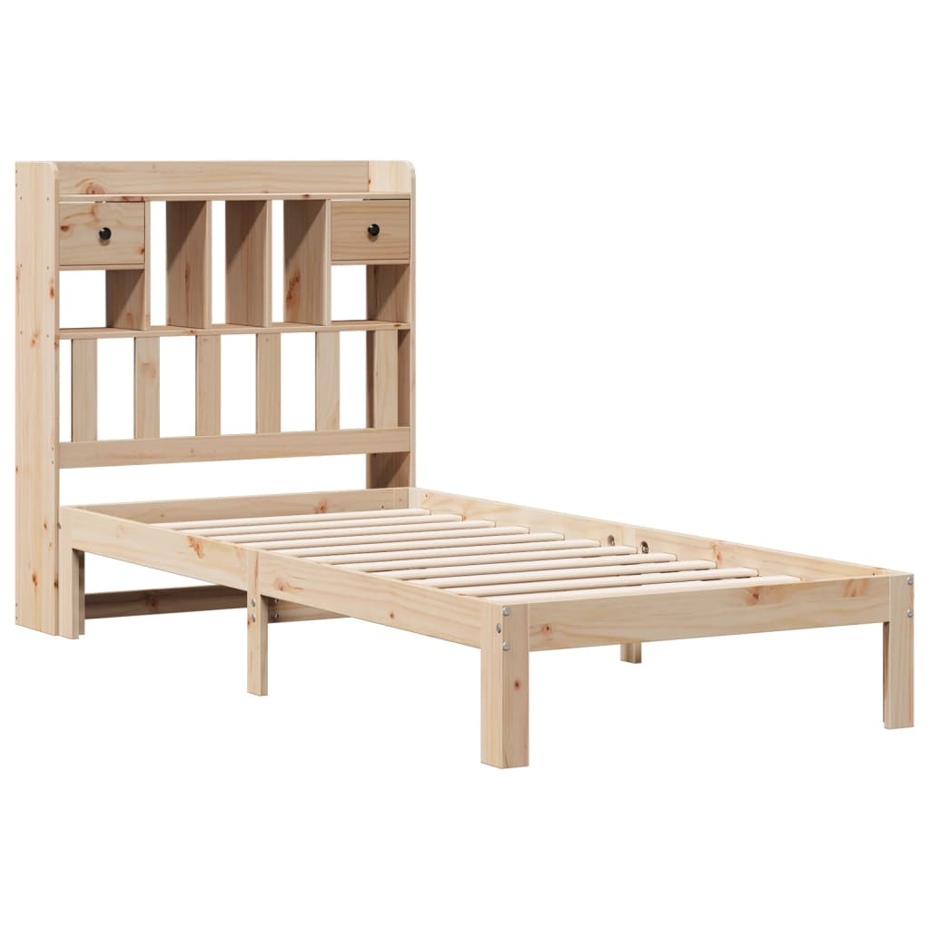 Bed met boekenkast zonder matras massief grenenhout 75x190 cm – afbeelding 3