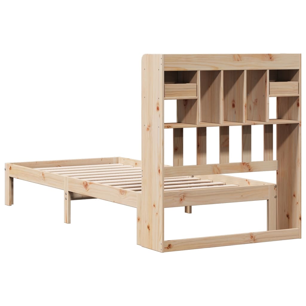 Bed met boekenkast zonder matras massief grenenhout 75x190 cm – afbeelding 6