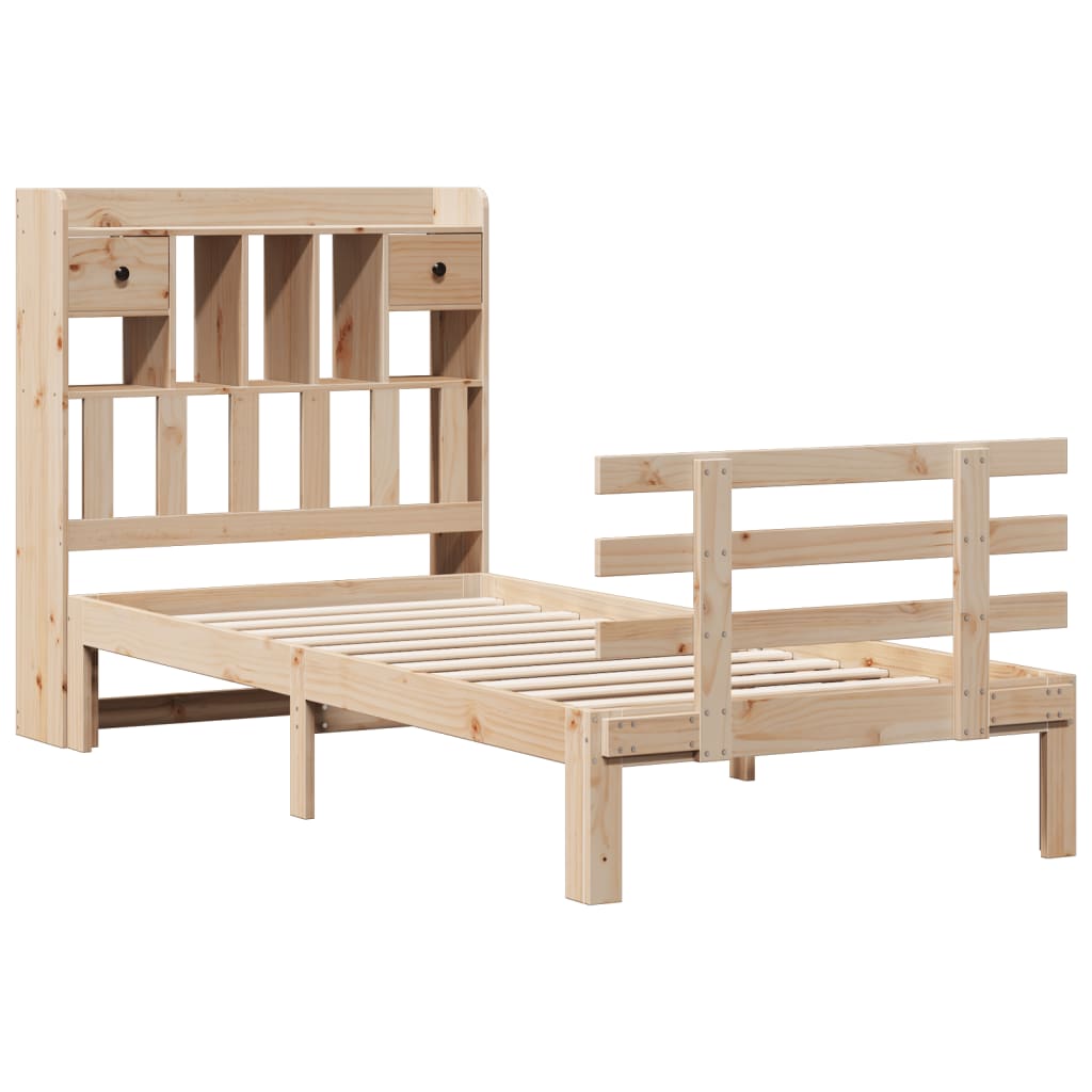Bed met boekenkast zonder matras massief grenenhout 90x200 cm – afbeelding 3