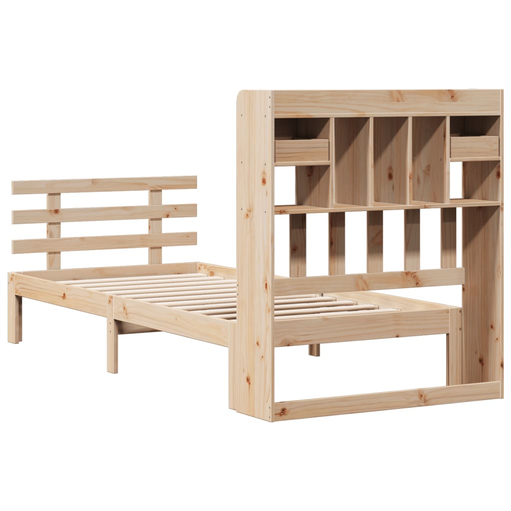 Bed met boekenkast zonder matras massief grenenhout 90x200 cm – afbeelding 6