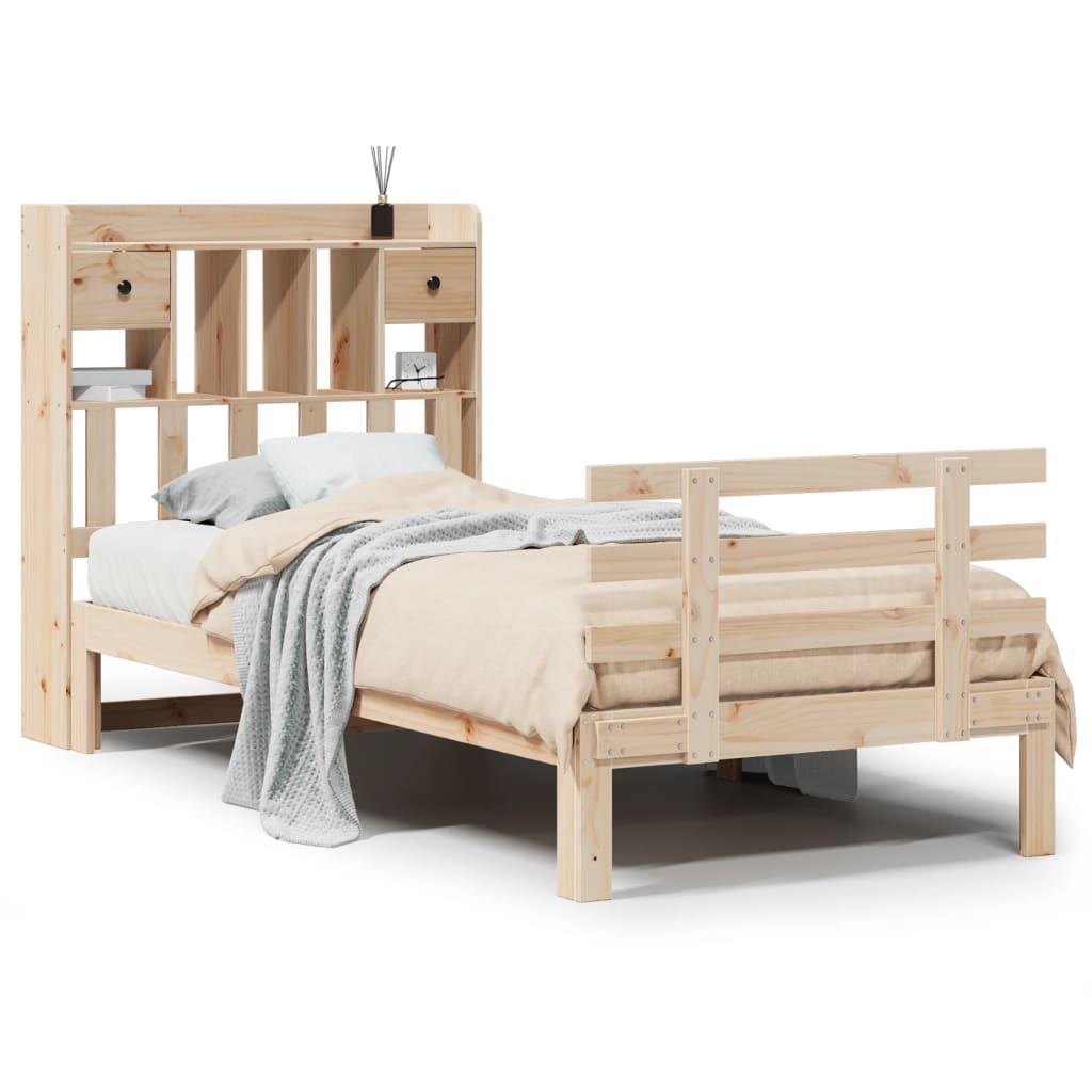 Bed met boekenkast zonder matras massief grenenhout 100x200 cm – afbeelding 2