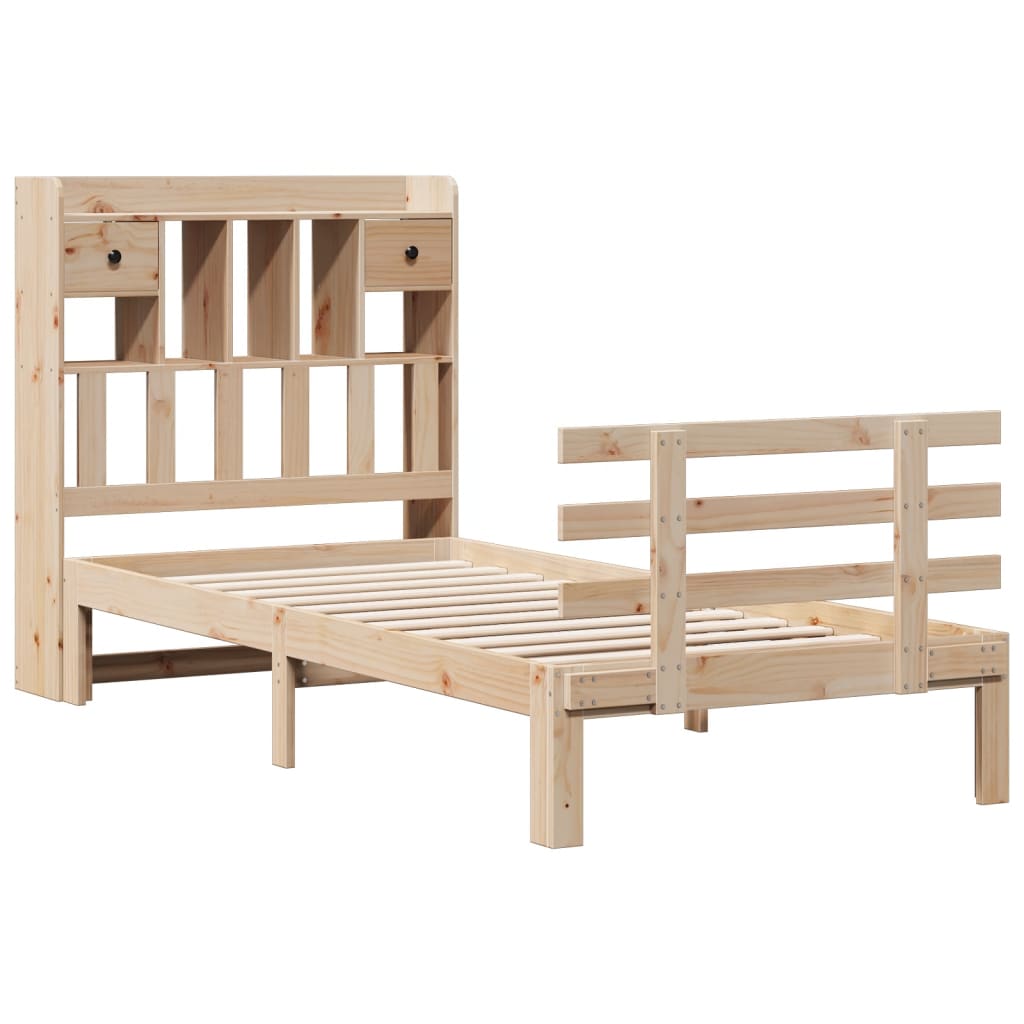 Bed met boekenkast zonder matras massief grenenhout 100x200 cm – afbeelding 3