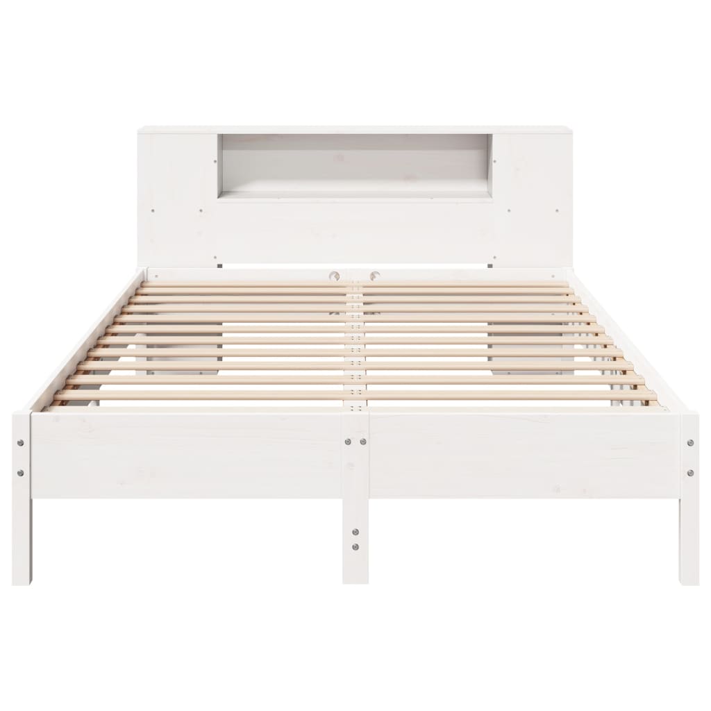 Bed met boekenkast zonder matras grenenhout wit 150x200 cm – afbeelding 4