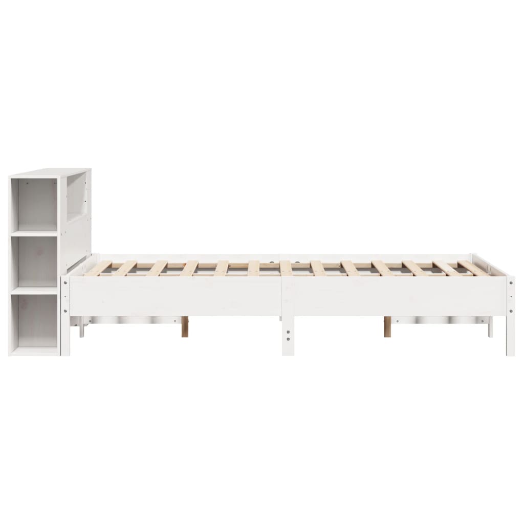 Bed met boekenkast zonder matras grenenhout wit 150x200 cm – afbeelding 5