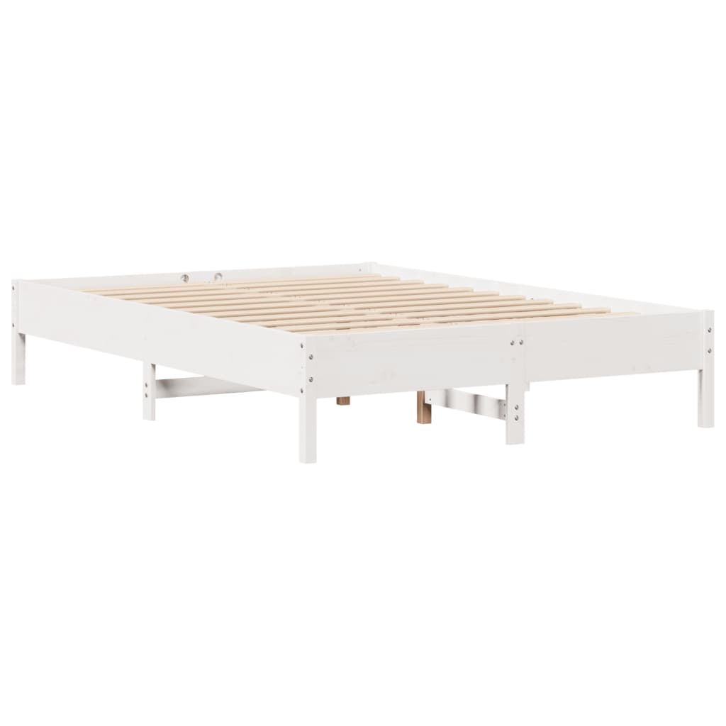 Bed met boekenkast zonder matras grenenhout wit 150x200 cm – afbeelding 8