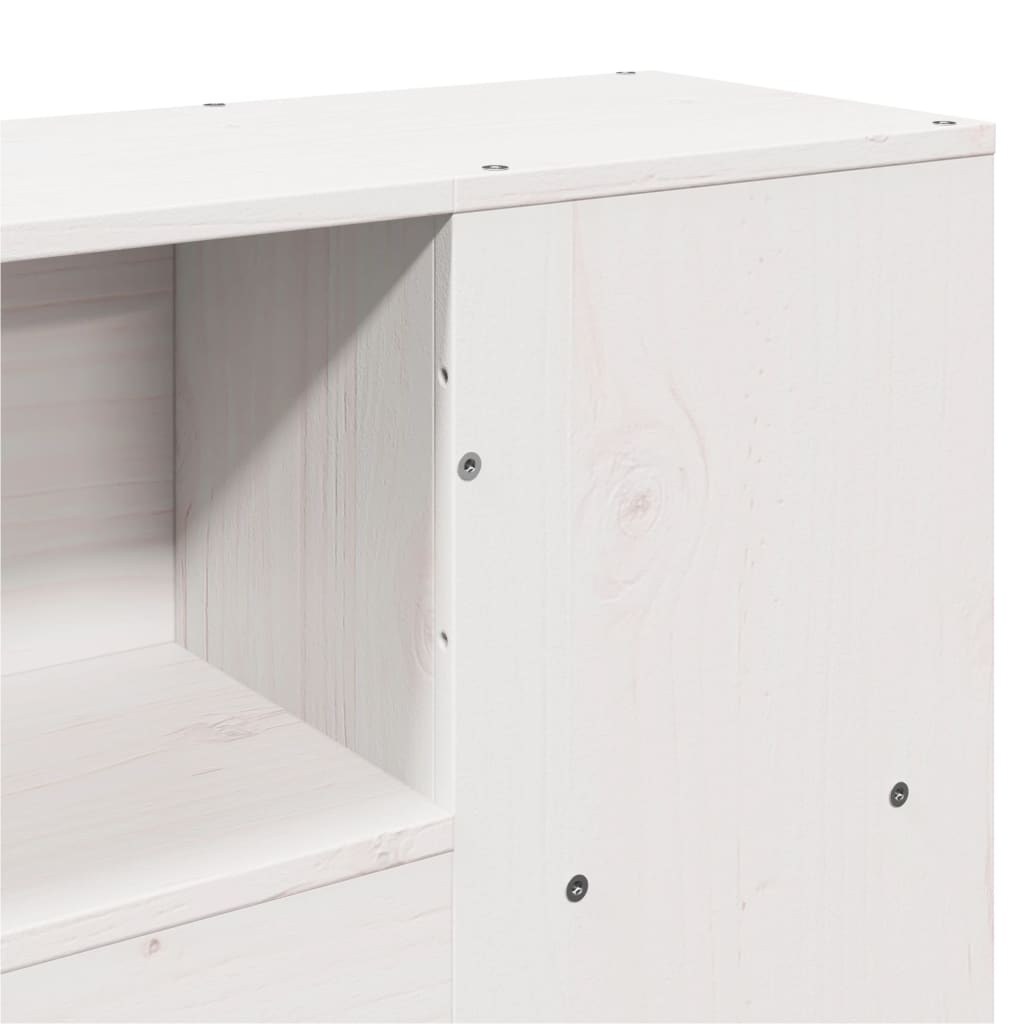 Bed met boekenkast zonder matras grenenhout wit 150x200 cm – afbeelding 9