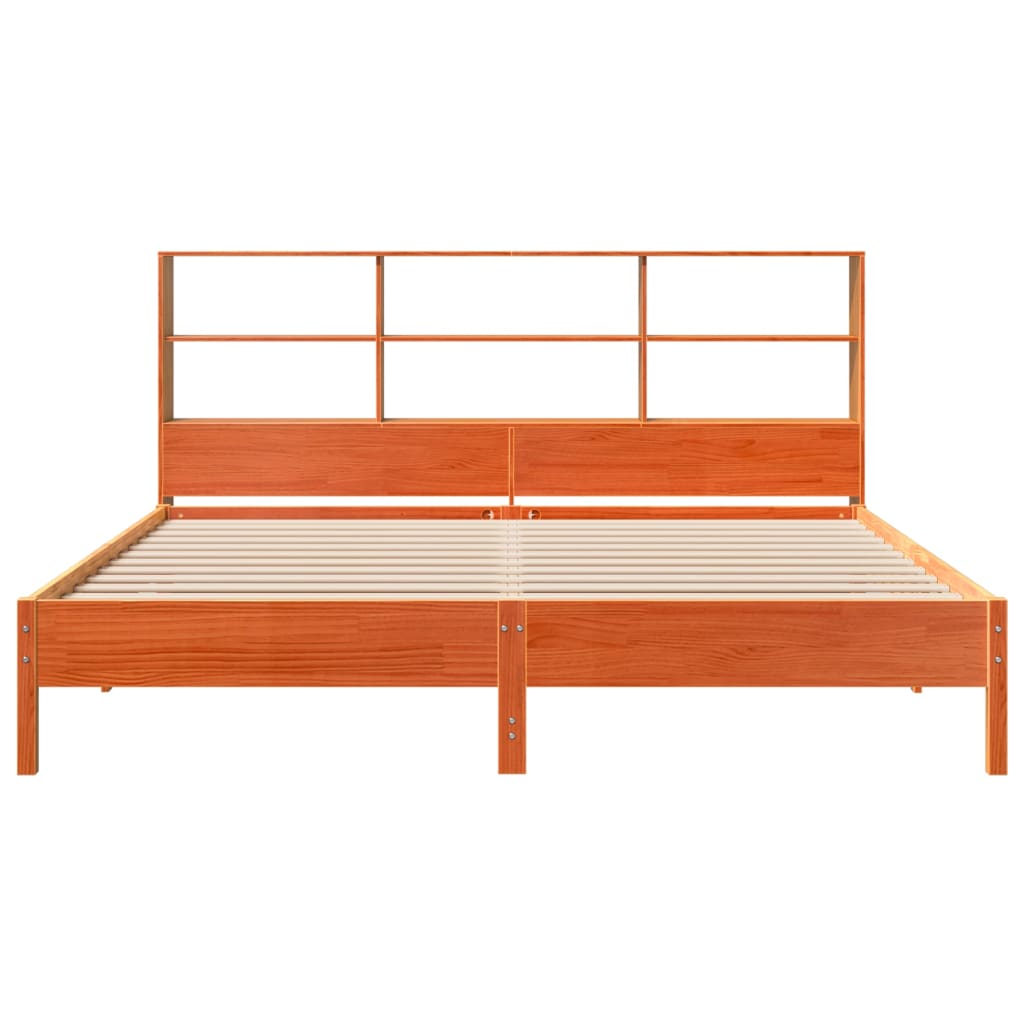 Bed met boekenkast zonder matras grenenhout wasbruin 180x200 cm – afbeelding 4