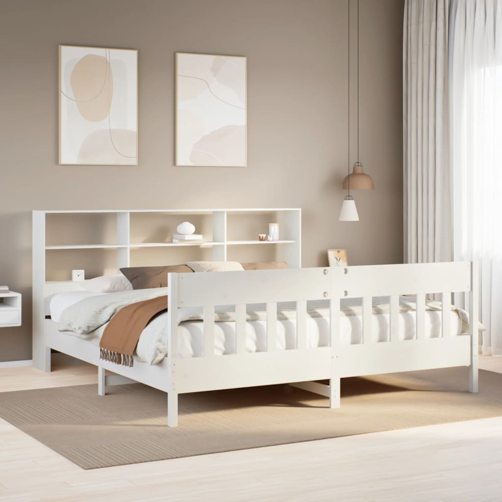 Bedframe zonder matras massief grenenhout wit 180x200 cm – afbeelding 1