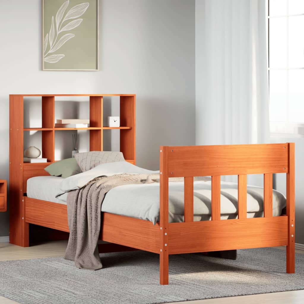 Bedframe zonder matras massief grenenhout wasbruin 100x200 cm – afbeelding 1