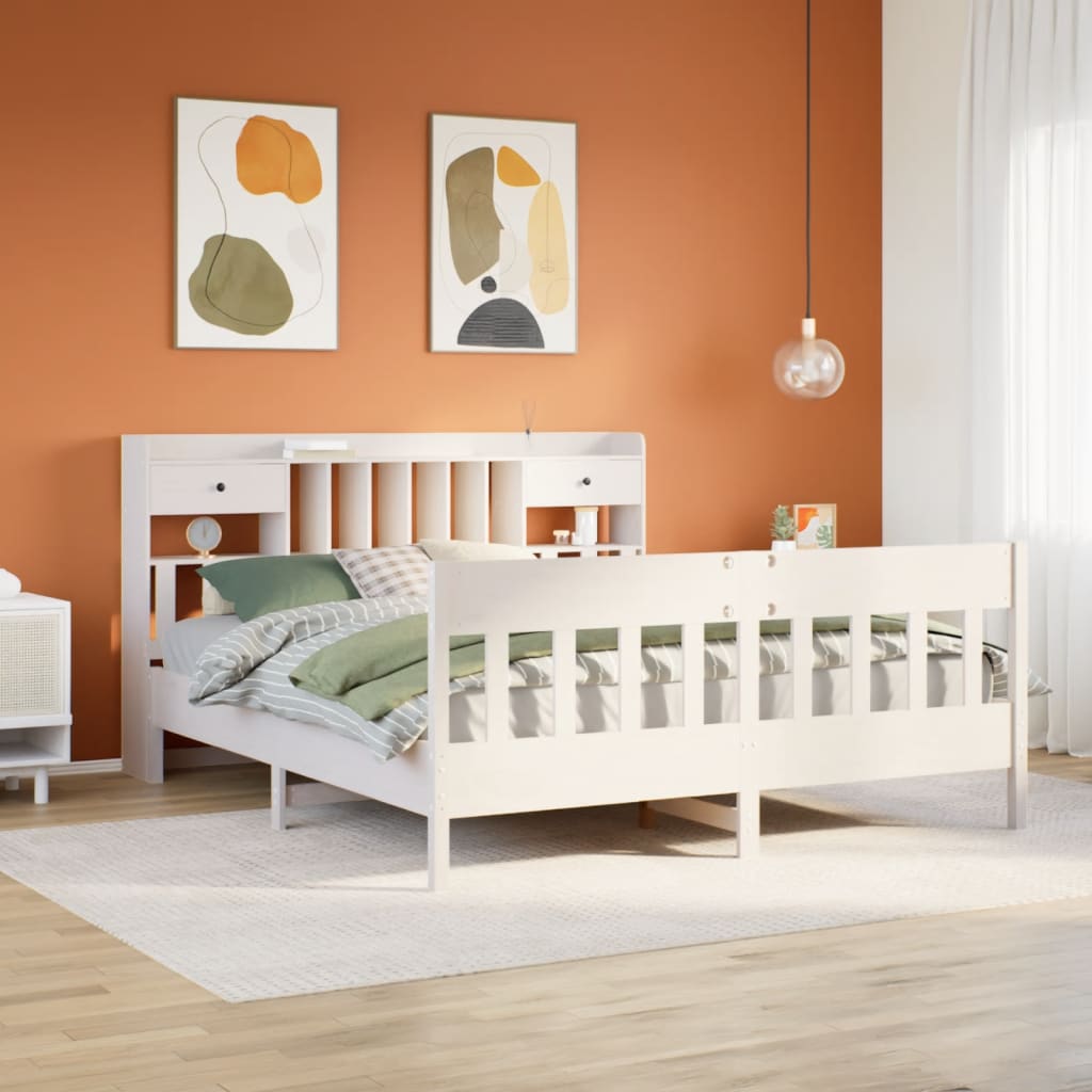 Bedframe zonder matras massief grenenhout wit 180x200 cm – afbeelding 1