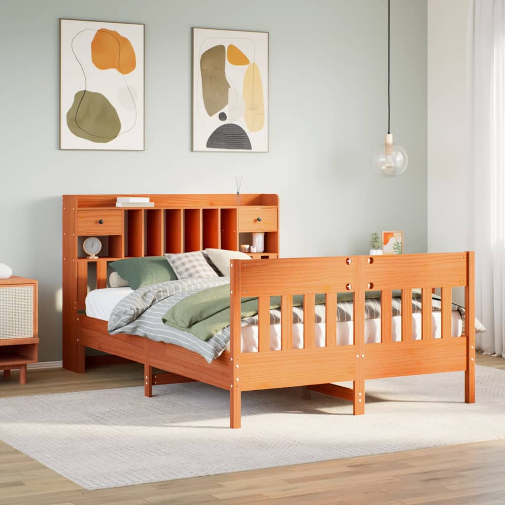 Bedframe zonder matras massief grenenhout wasbruin 150x200 cm – afbeelding 1