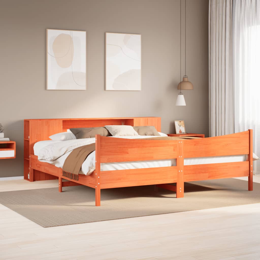 Bedframe zonder matras massief grenenhout wasbruin 200x200 cm – afbeelding 1