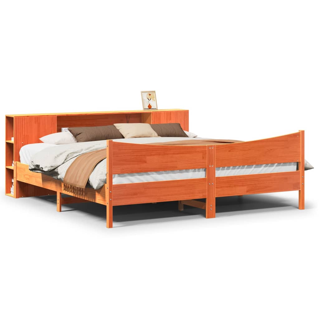 Bedframe zonder matras massief grenenhout wasbruin 180x200 cm – afbeelding 2