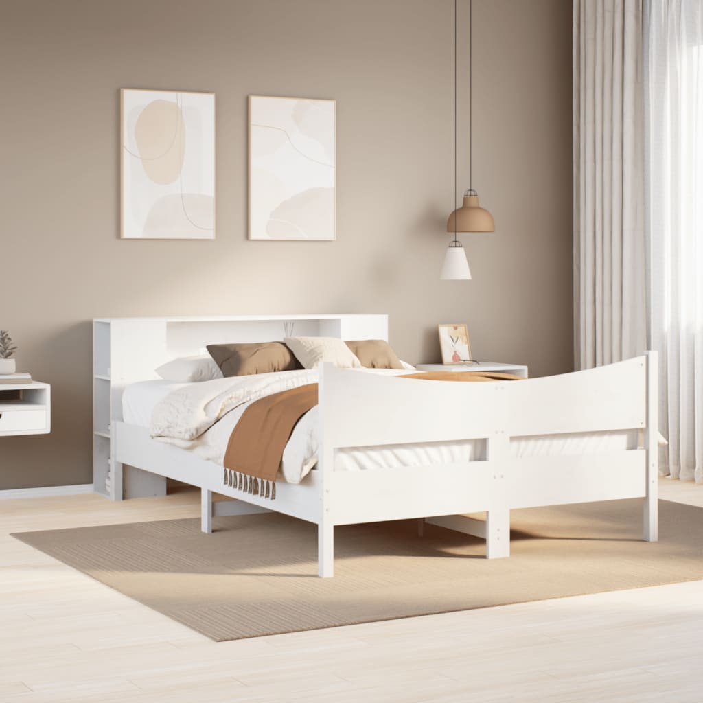 Bedframe zonder matras massief grenenhout wit 160x200 cm – afbeelding 1