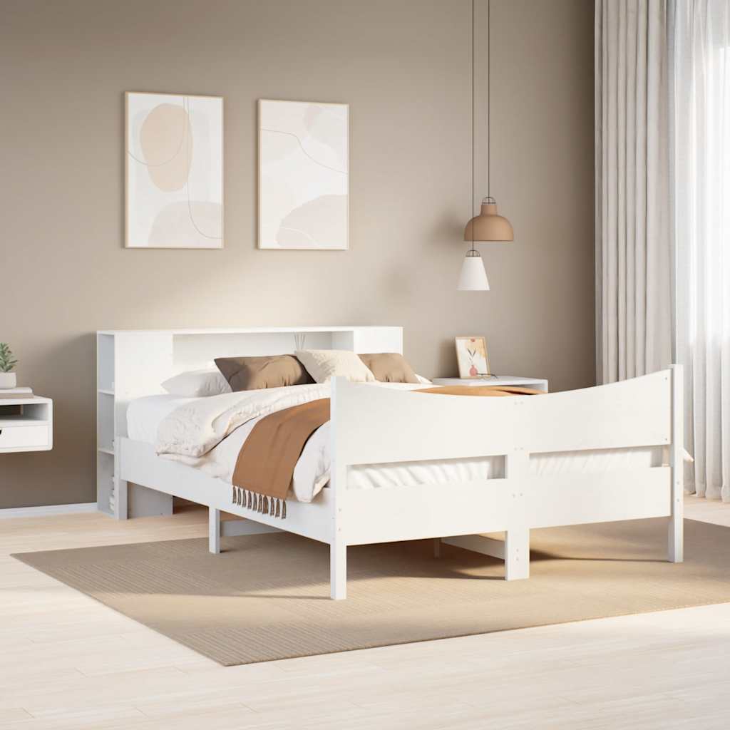 Bedframe zonder matras massief grenenhout wit 150x200 cm – afbeelding 1