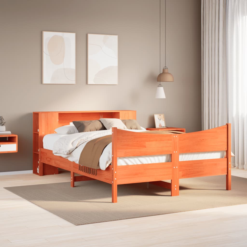Bedframe zonder matras massief grenenhout wasbruin 150x200 cm – afbeelding 1