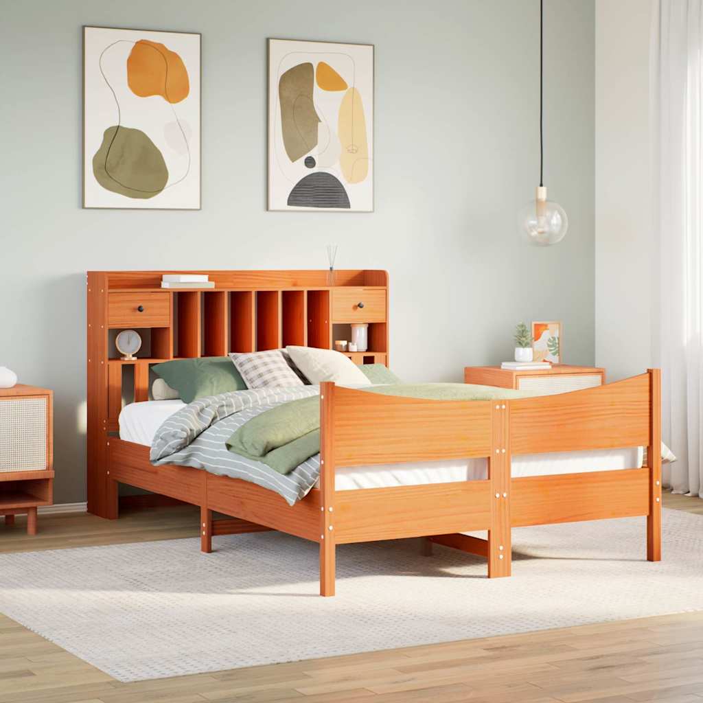 Bedframe zonder matras massief grenenhout wasbruin 150x200 cm – afbeelding 1