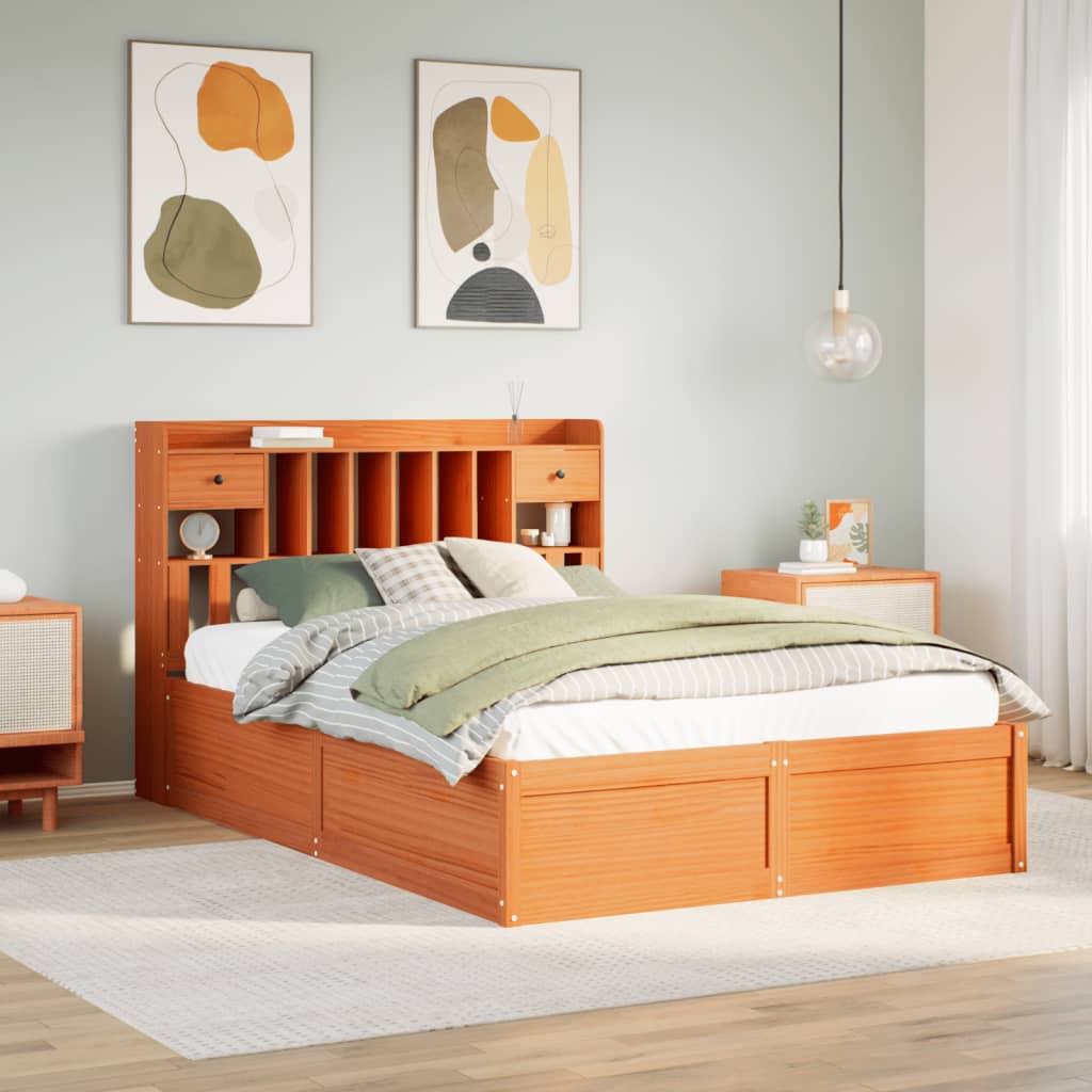 Bedframe zonder matras massief grenenhout wasbruin 160x200 cm – afbeelding 1