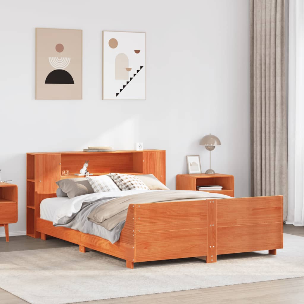 Bedframe zonder matras massief grenenhout wasbruin 150x200 cm – afbeelding 1