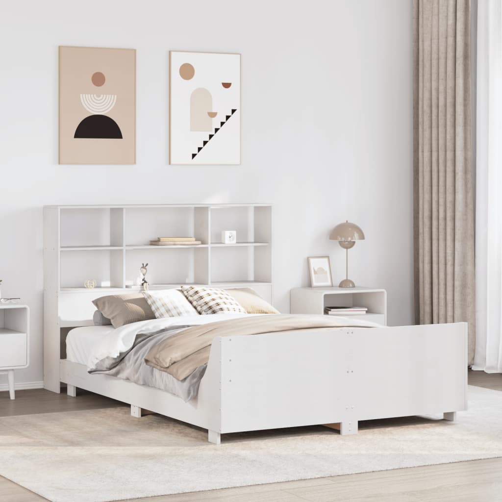 Bedframe zonder matras massief grenenhout wit 160x200 cm – afbeelding 1