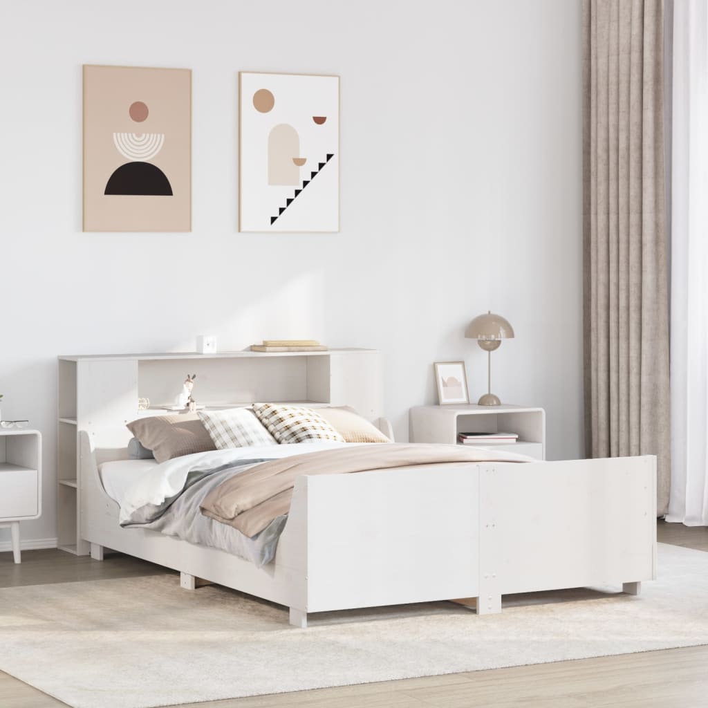 Bedframe zonder matras massief grenenhout wit 160x200 cm – afbeelding 1